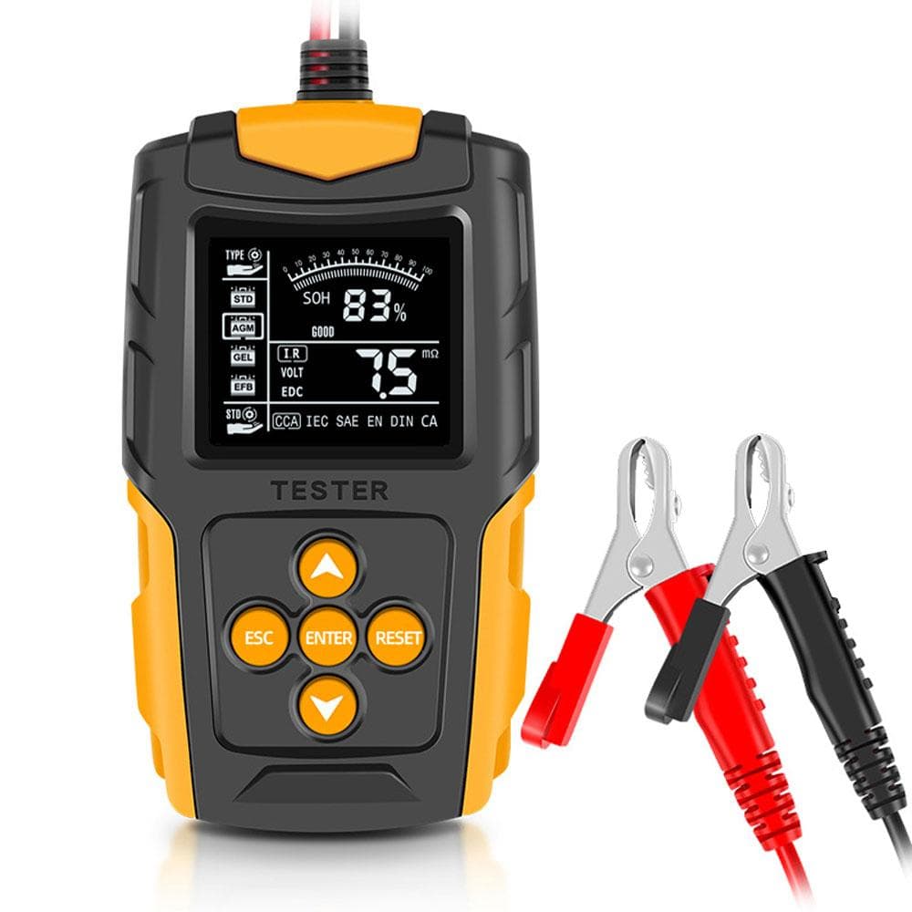 12V/24V Car Battery Tester LCD Digital Battery Analyzer Car Charge Diagnostic Tool SOH SOC CCA IR Measurement for Car Truck Motorcycle multicolour