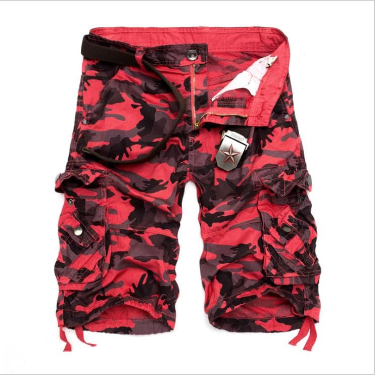 Camouflage Shorts Male Military Army Short Cargo Pants Summer Casual Leisure Shorts 31 red