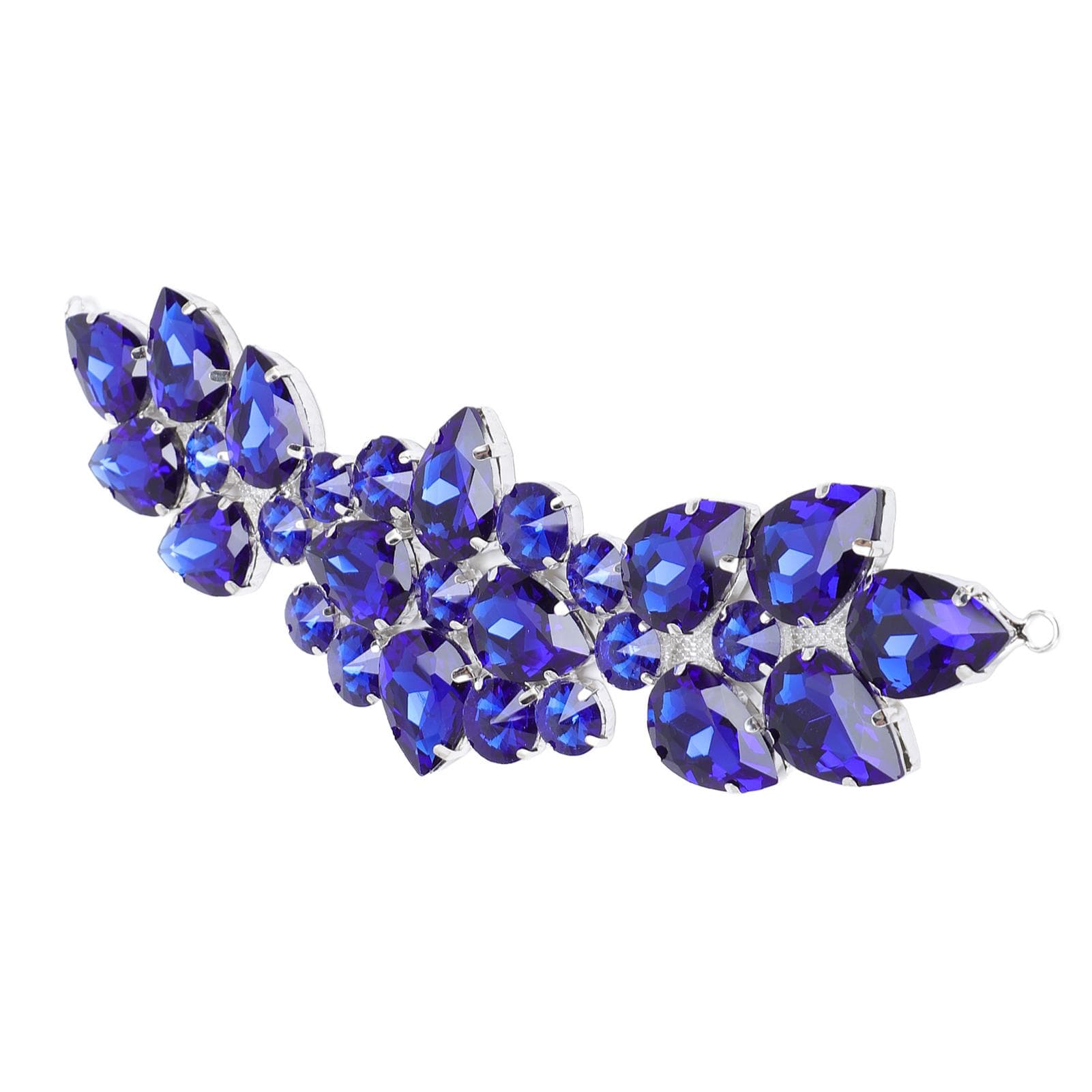 Crystal Glass Rhinestone Applique Exquisite Dazzling Flower Glass Rhinestone Patch for Clothing blue