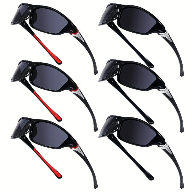 1/6 Pairs Men's Fashion Sunglasses Durable Surround Style Impact Resistant for Outdoor Sports