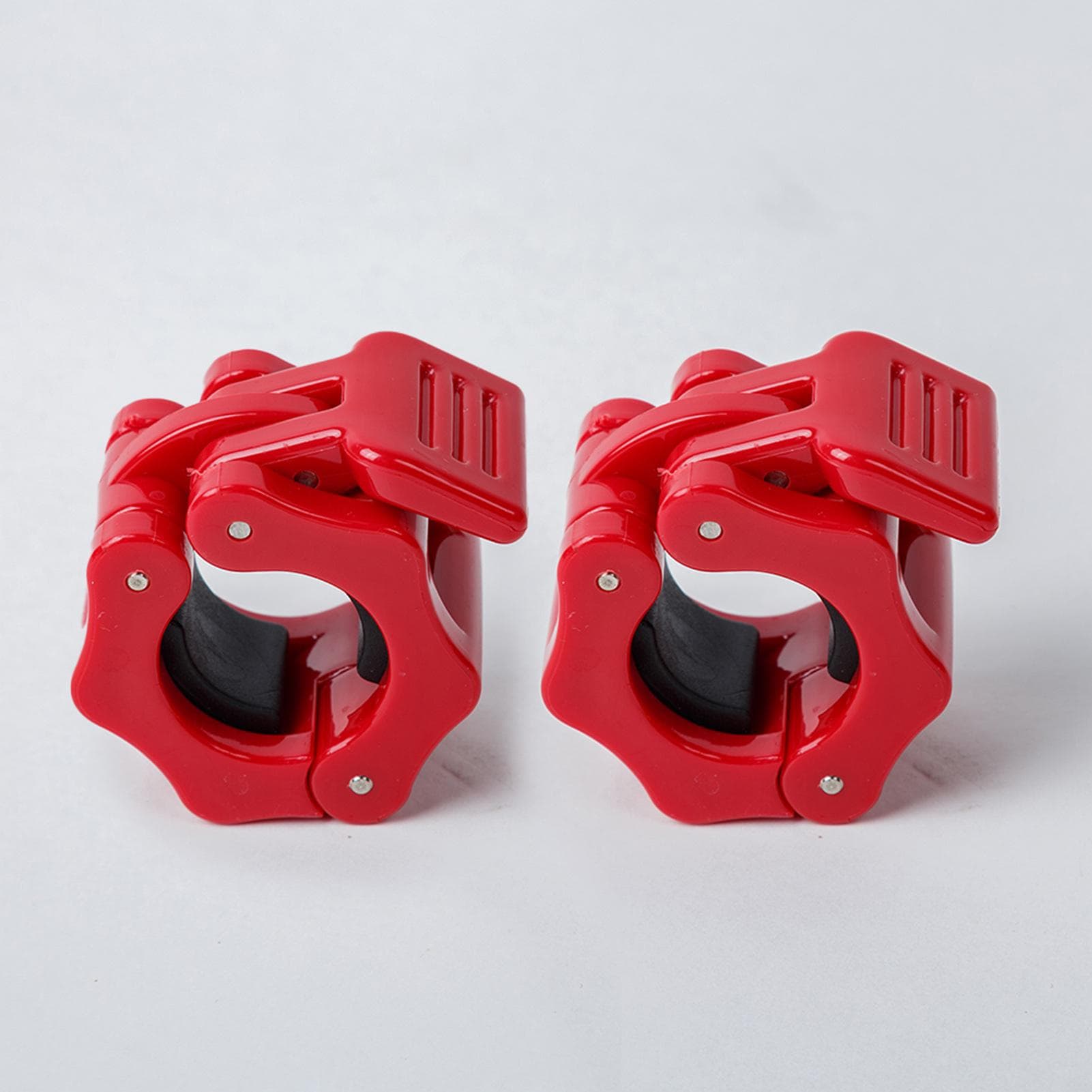 Pair of Barbell Clamps Quick Release Lock 1 Inch Diameter Standard Bar Weight Plates Collar Clips One Size red