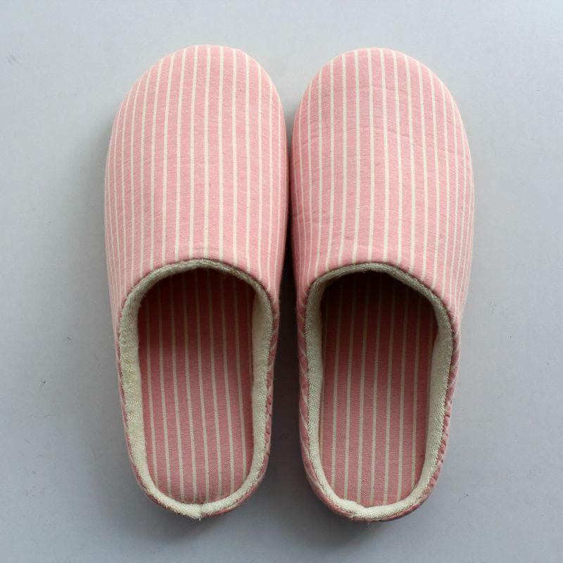Japanese-Style Cotton Slippers: Silent, Non-Slip, Soft-Soled Indoor Footwear for Men and Women Size 38-39 pink
