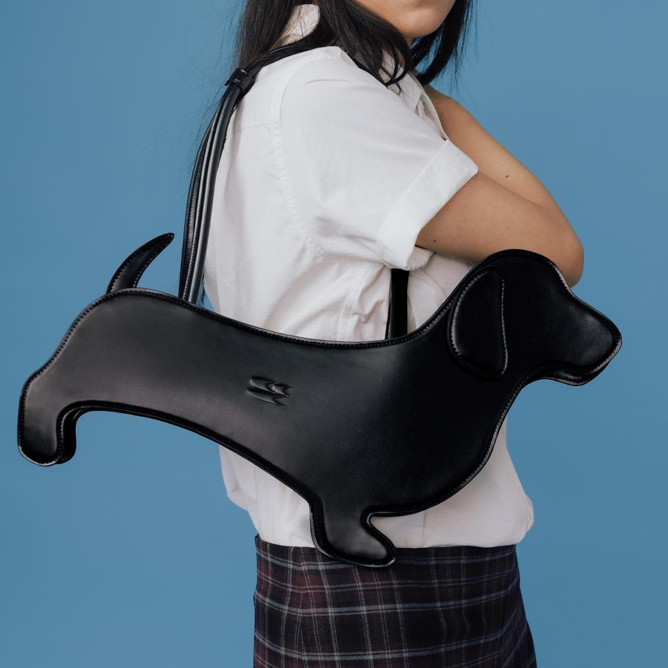 Commuting Handbag, Retro and Niche Single-shoulder Bag, Cute and Three-dimensional Dachshund, Personality and Mischievous Bag Girl black