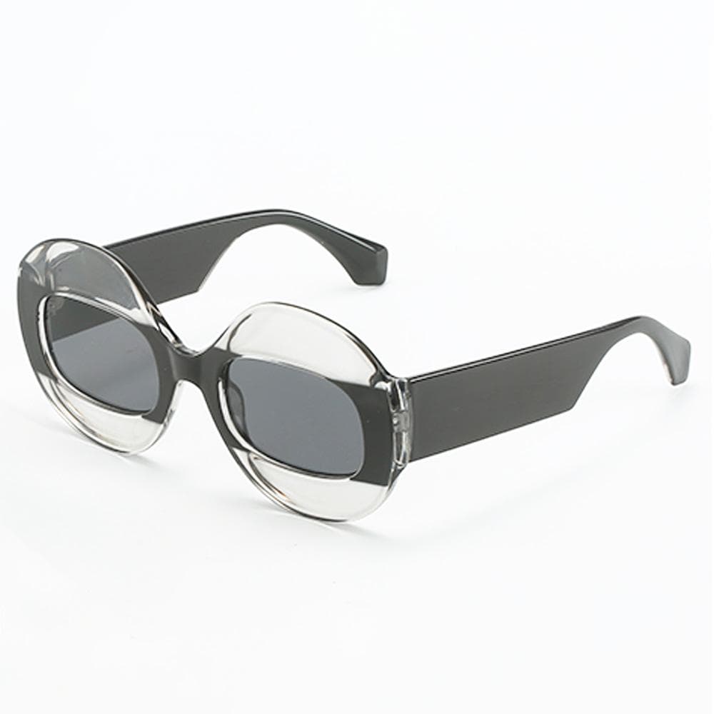 Trendy Hip-hop Sunglasses for Men Women Personalized Transparent Two-color Oval Frame Large-sized Glasses