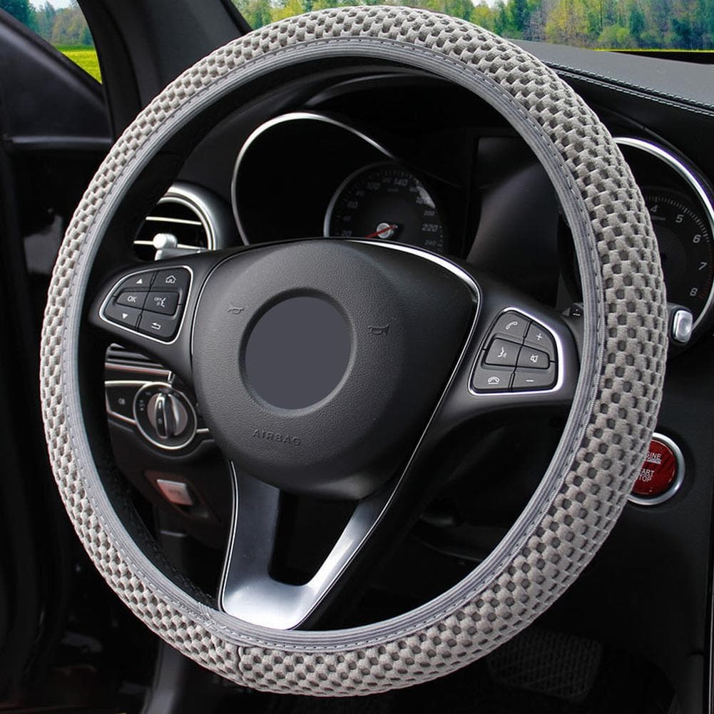 38CM Ice Car Auto Silk Steering Wheel Cover  Anti-slip Wheel Protector gray