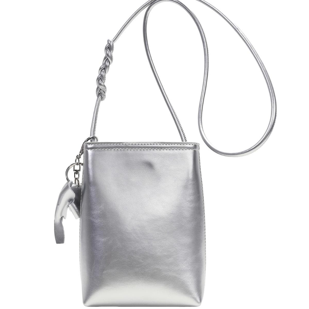 Annie's Diary Leather Mobile Phone Bag, Women's Autumn and Winter Leather Crossbody Small Bag 14*5*18 silver