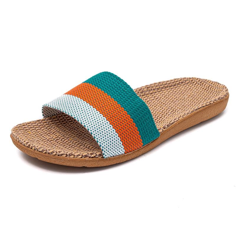 Summer Linen Women'S Slippers Flat Sandals Home Color EVA Lightweight Shoes For Women Casual Slippers 39-40 green