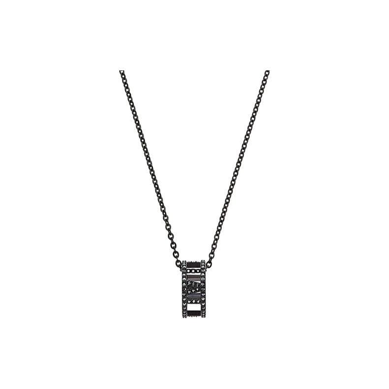 Swarovski My Hero Sw Black Carbon Texture Geometric Ring Pvd Coated Necklace Men necklace 5499572 Box (Random Color)
