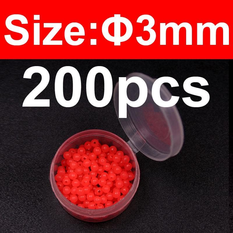 200pcs Soft Mini Fly Tying Glow Beads Fly Tying Material Wet Fly Saltwater Fishing Sabiki Fly Luminous Hot Beads Egg Roe red