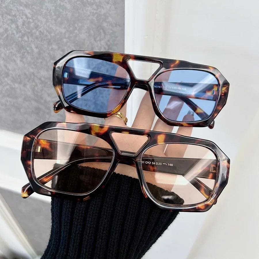 1 2 Pcs Square Designer Sunglasses Women Men Leopard Frame Cool Sun Glasses Fashion Oculos Other