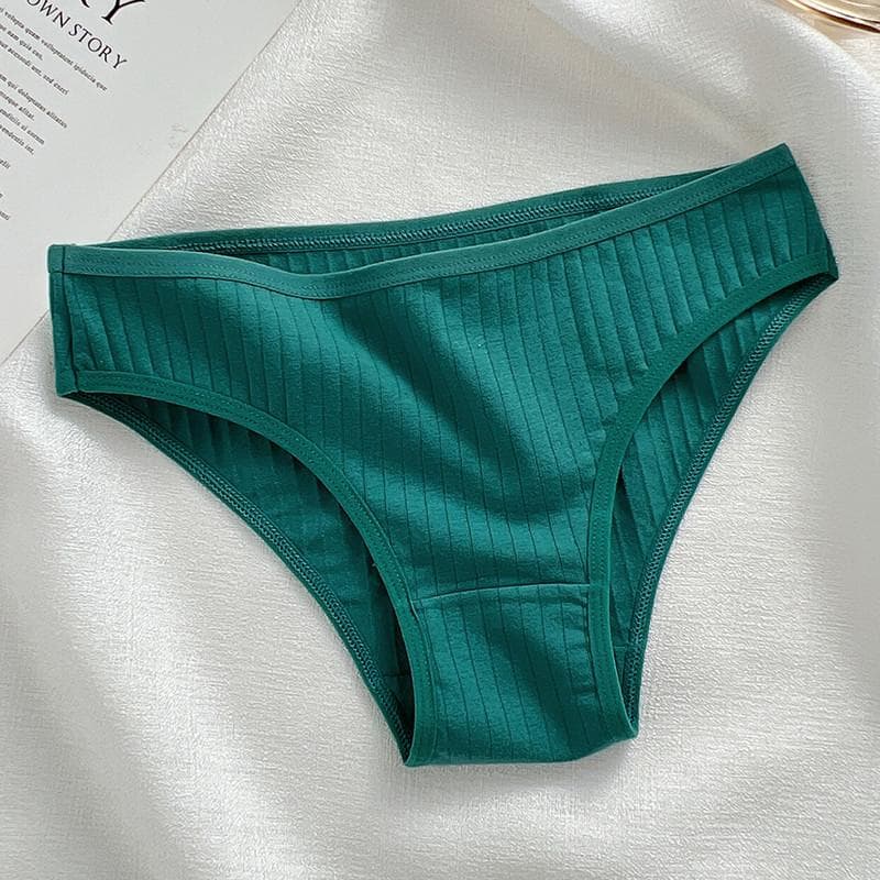 FINETOO Cotton Panties For Women Briefs Ladies M-XL Underpants Solid Color Underwear Girl Intimates L green