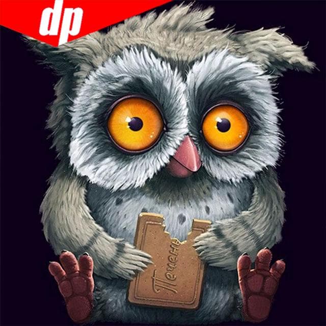 Round Rhinestone Diamond Embroidery Owl 5d Diy Diamond Painting Handicraft Cross Stitch 30x30