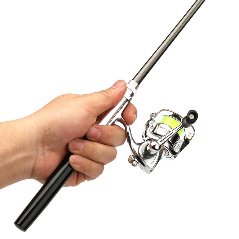 1M / 1.4M Pocket Collapsible Fishing Rod Reel Combo Mini Pen Fishing Pole Kit Telescopic Fishing 1M black