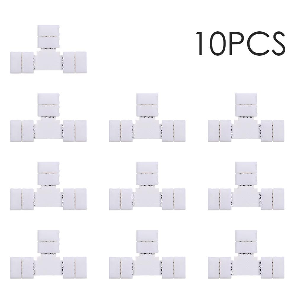 T Shape 4 Pins RGB LED Strip Connector Quick Splitter 10 Pack White white