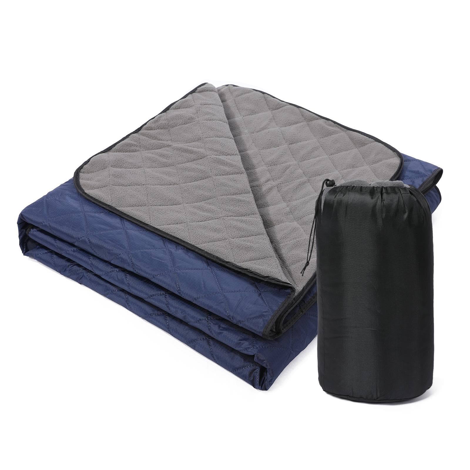 Camping Blanket Water-resistant Quilted Fleece Stadium Blanket for Outdoor Camping Picnic Park dark blue