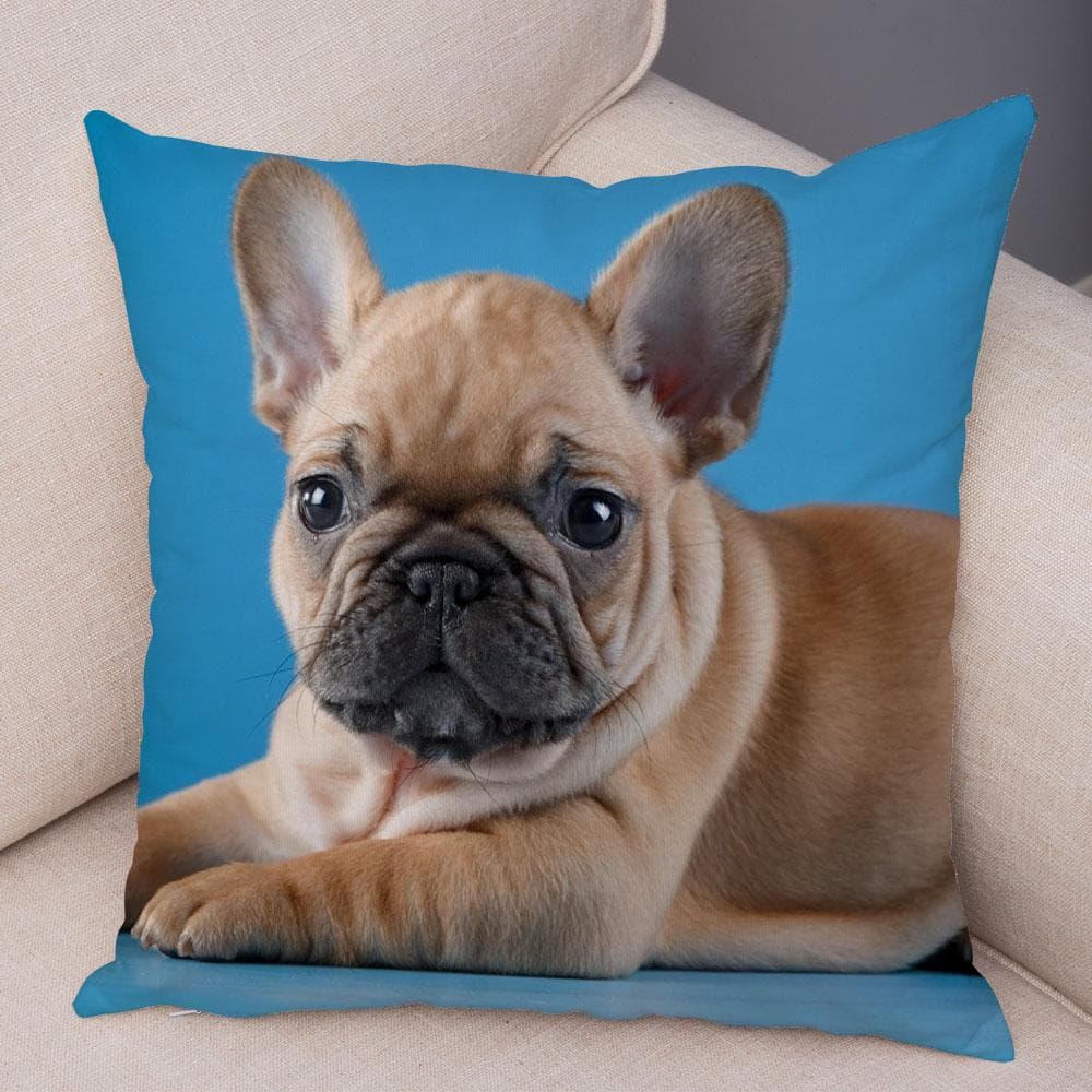 Mini French Bulldog Pillow Cover Home Sofa Car Decoration Cute Pet Animal Dog Cushion Print Pillow 45x45cm