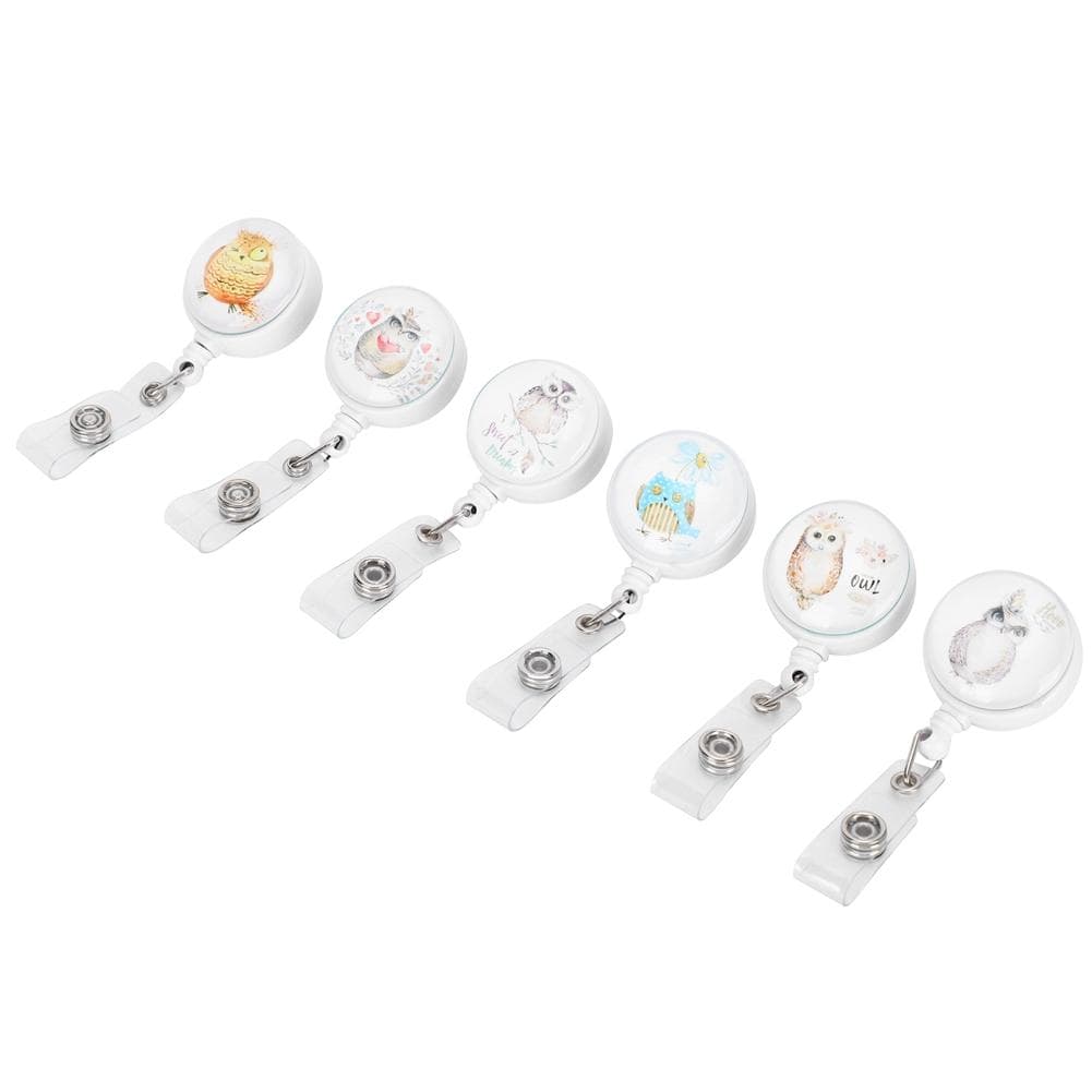 6pcs Retractable Badge Holder Cute Animal Pattern 360 degrees Degree Rotating Clip for ID Name Tag Card