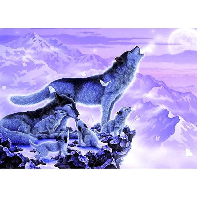DIY 5D Diamond Painting Wolf Animal Mosaic Kit Cross Stitch Diamond Embroidery Full Drill Round 30X40CM dark blue