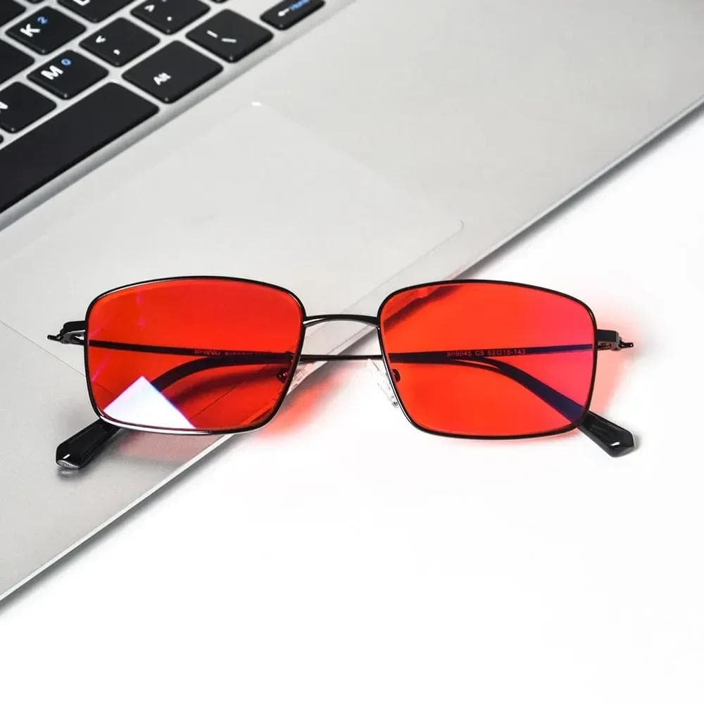SHINU Trendy Orange Red Lens Computer Glasses Anti Blue Light Blocking for Gaming Work Comfortable Long Hours Wear