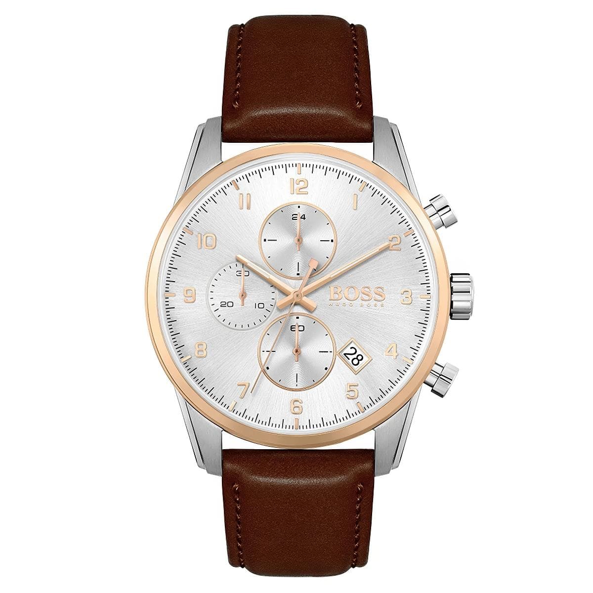 Hugo Boss 1513786 Brown Leather Men's Watch 44