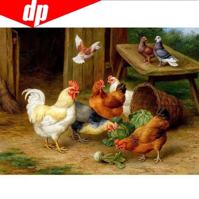 Full Diamond Embroidery Animal Chicken 5D Diamond Painting Cross Stitch 20X30