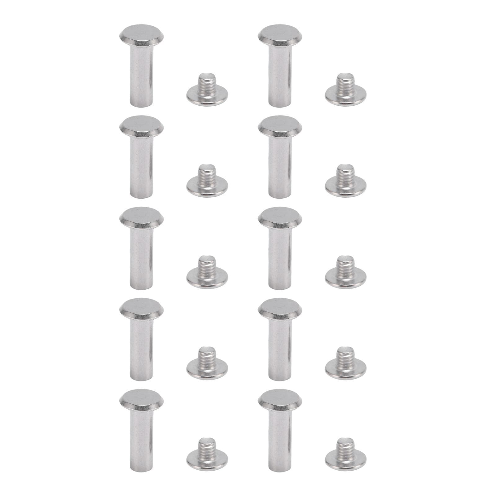 50 Sets M5 Rivet Fastener Stainless Steel Flat Round Head Rivets and Screws for Leather Crafts