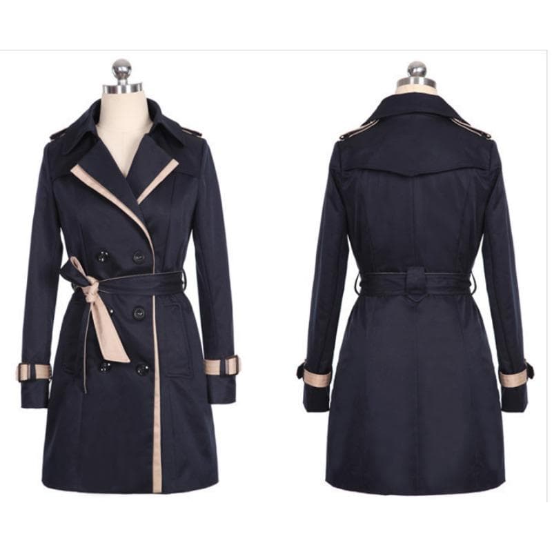 Korean Style Slimming Spring and Autumn Women's Windbreaker Mid-length Coat L