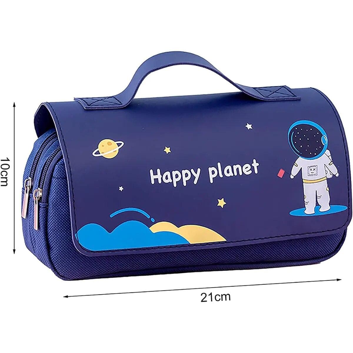 Kawaii Pencil Case Large Capacity Astronaut Pencil Pouch Pen Box School Office Supplies Stationery navy blue