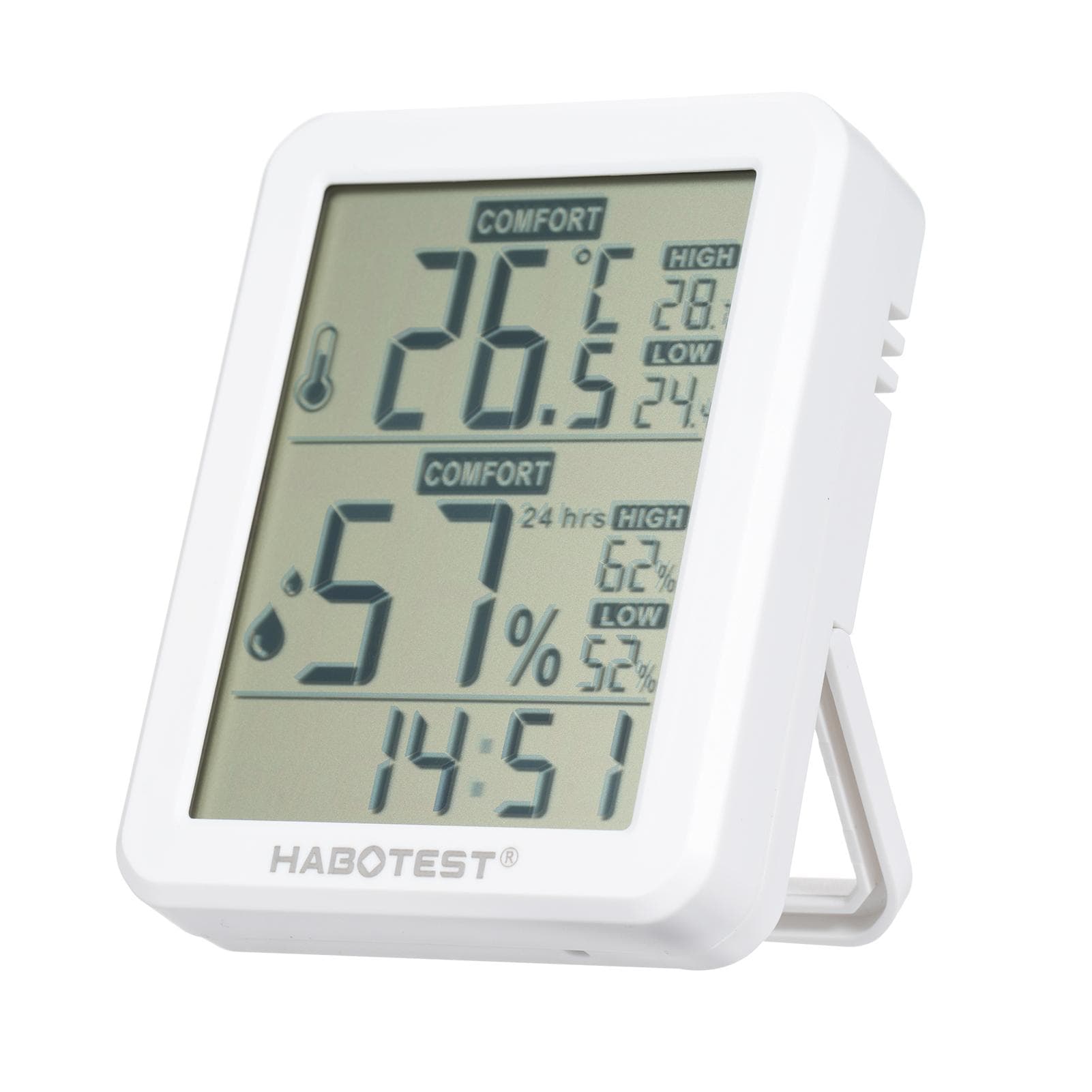 HABOTEST Mini Digital Hygrometer and Thermometer Indoor Humidity Meter Room Temperature Sensor with HT682 white