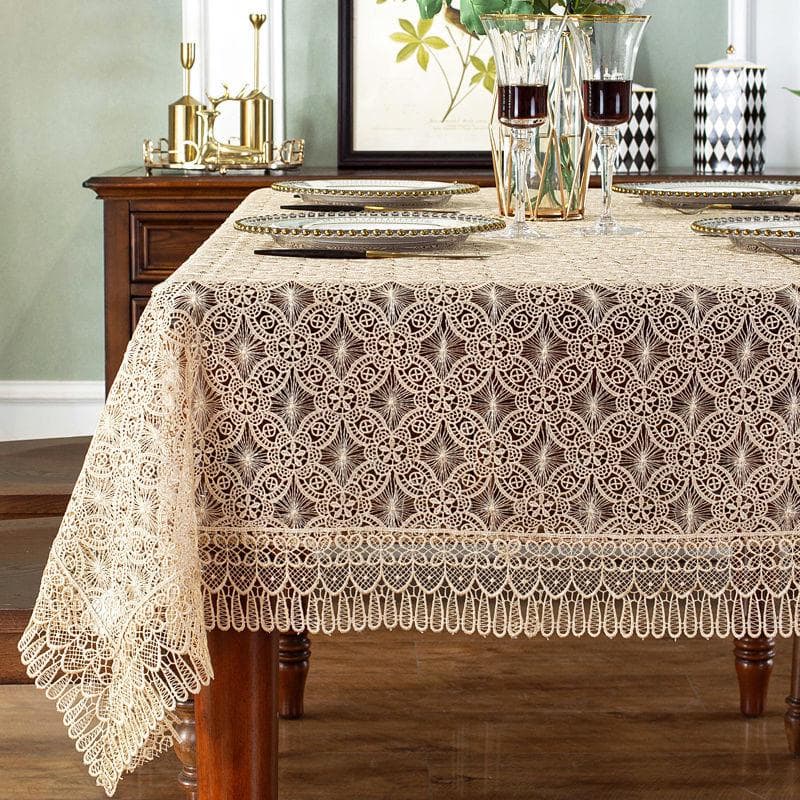 French Lace Retro Tablecloth Rectangular Dining Table Cover Cloth Embroidered White High-end Coffee Table Mat 90*90