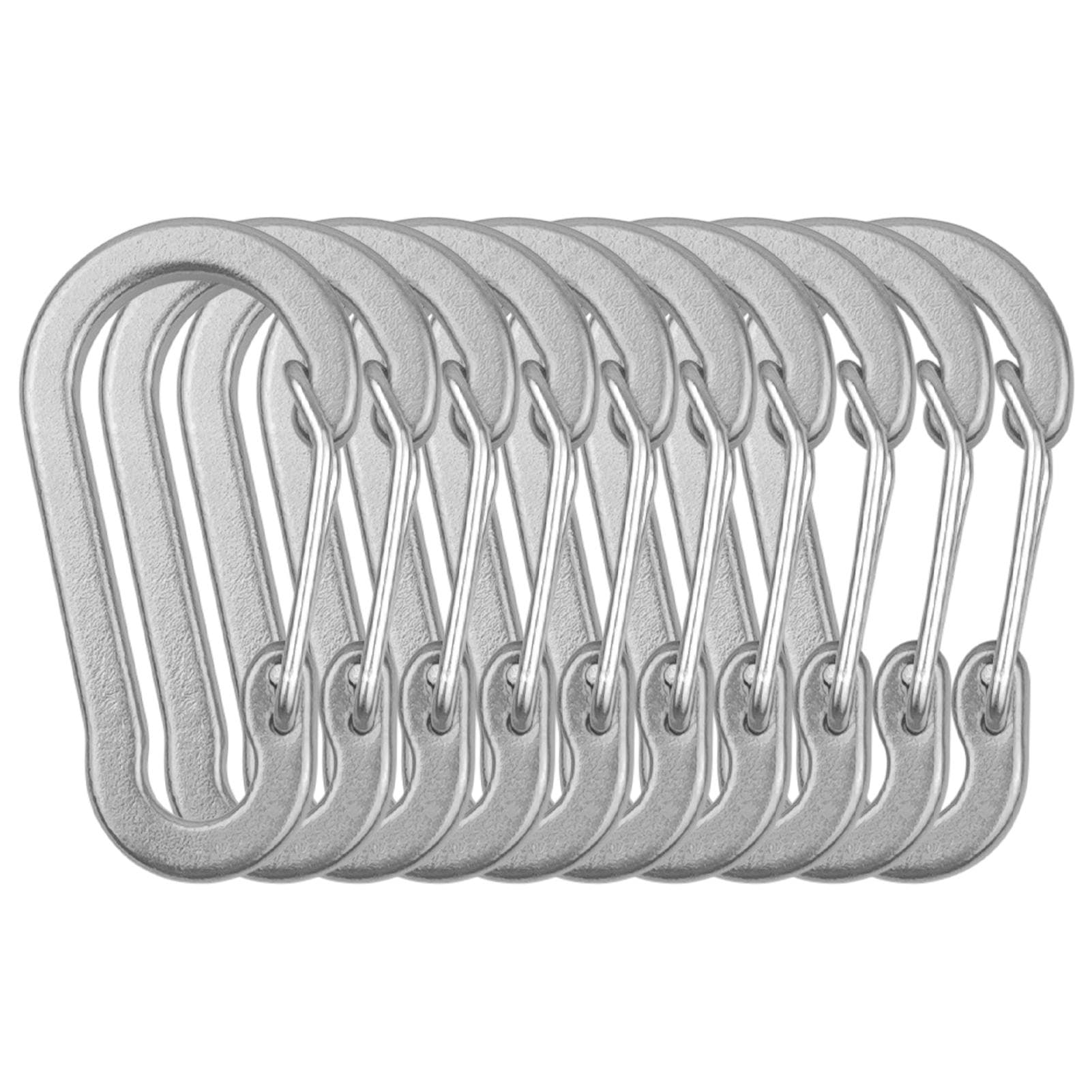 Carabiner Clips Mini Aluminum Alloy Keychain Carabiner Clip D Rings for Camping Hiking Fishing 10PCS silver
