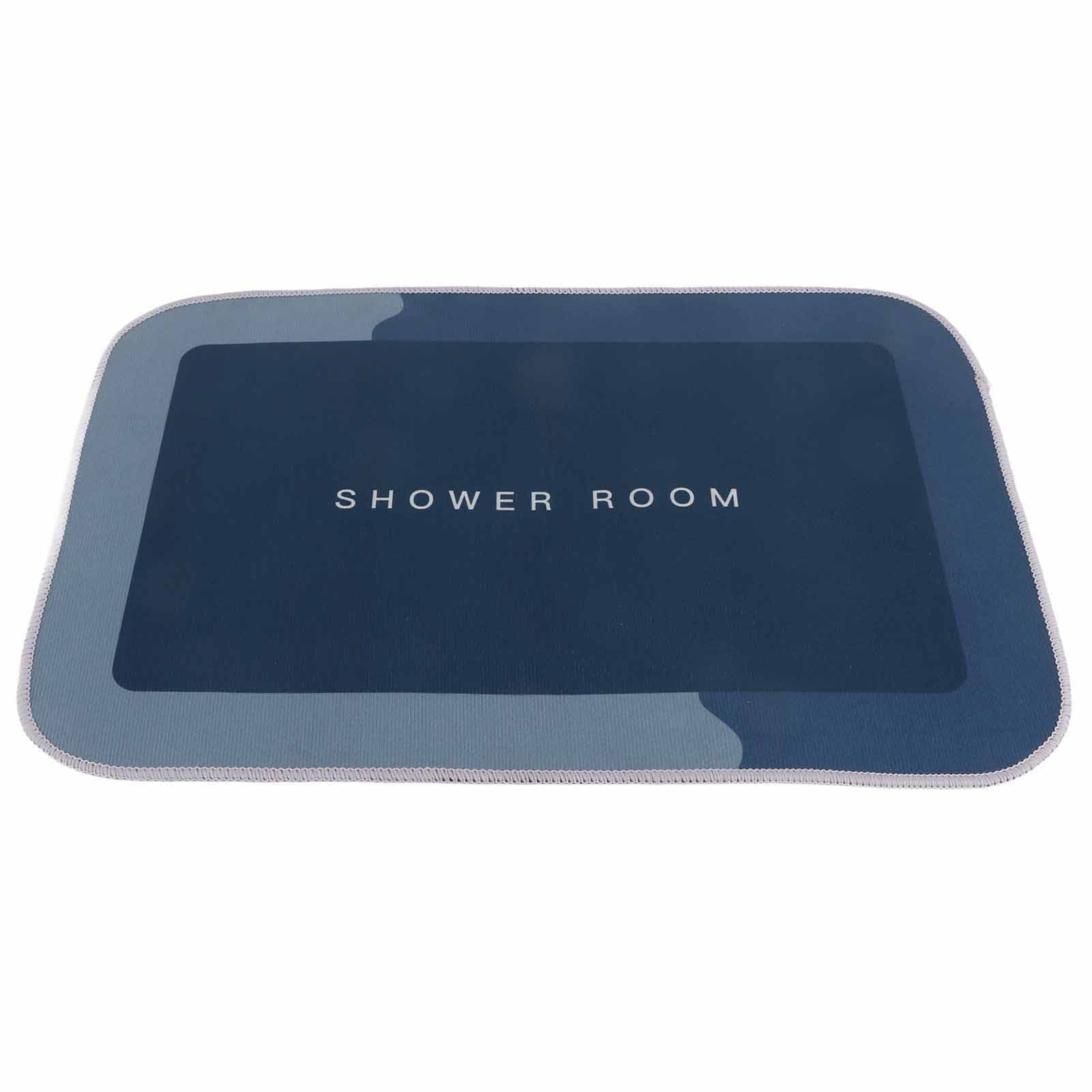 Bathroom Mat Modern Absorbent Quick Dry Bathroom Rug Entrance Door Antislip Mat Light Gray Ellipse Square dark blue
