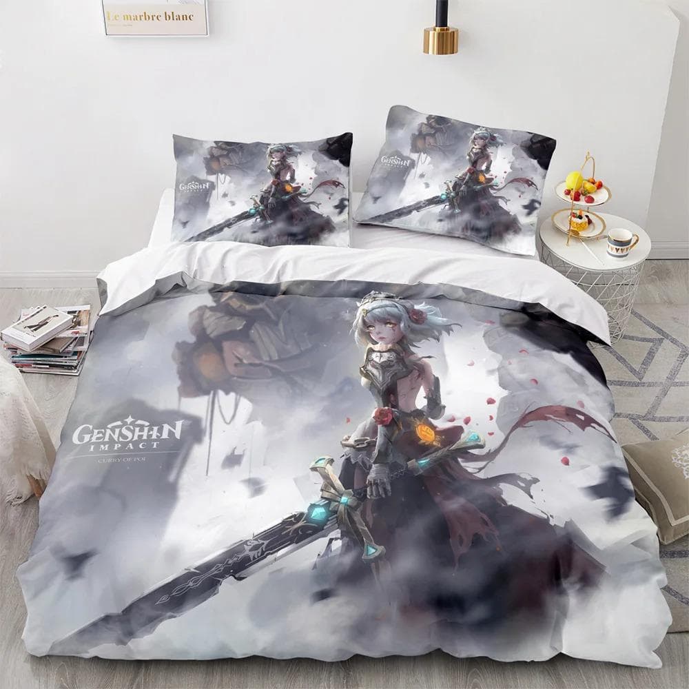 3D Game Genshin Impact Bedding Set Kamisato Ayaka Bed Linen Girls Boys Teens Single Double Twin Queen King Size Men Duvet Cover EU single(135x200cm)