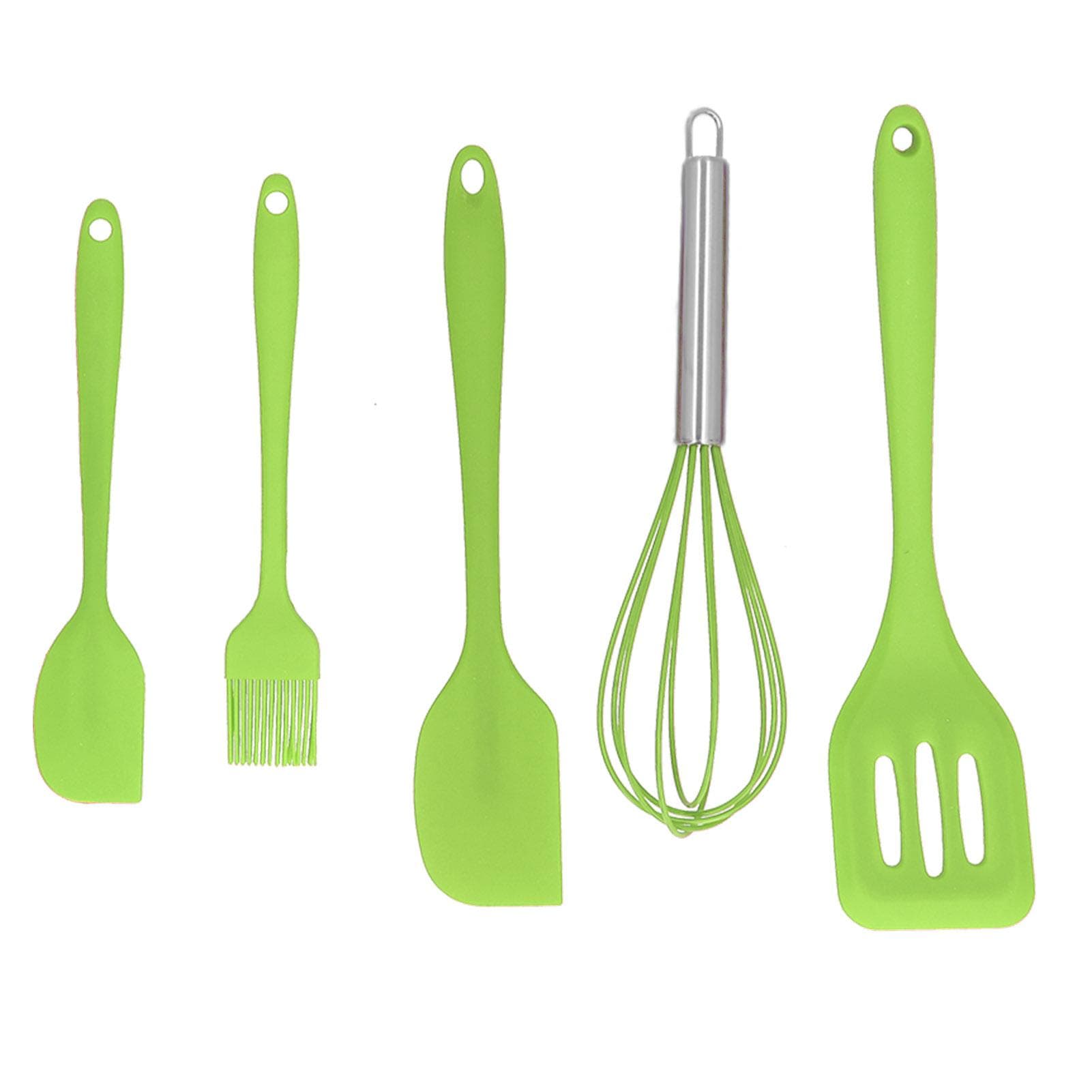 5Pcs/Set Silicone Spatula DIY Kitchen Utensil Baking Tool Cake Decoration for Home BakeryGreen