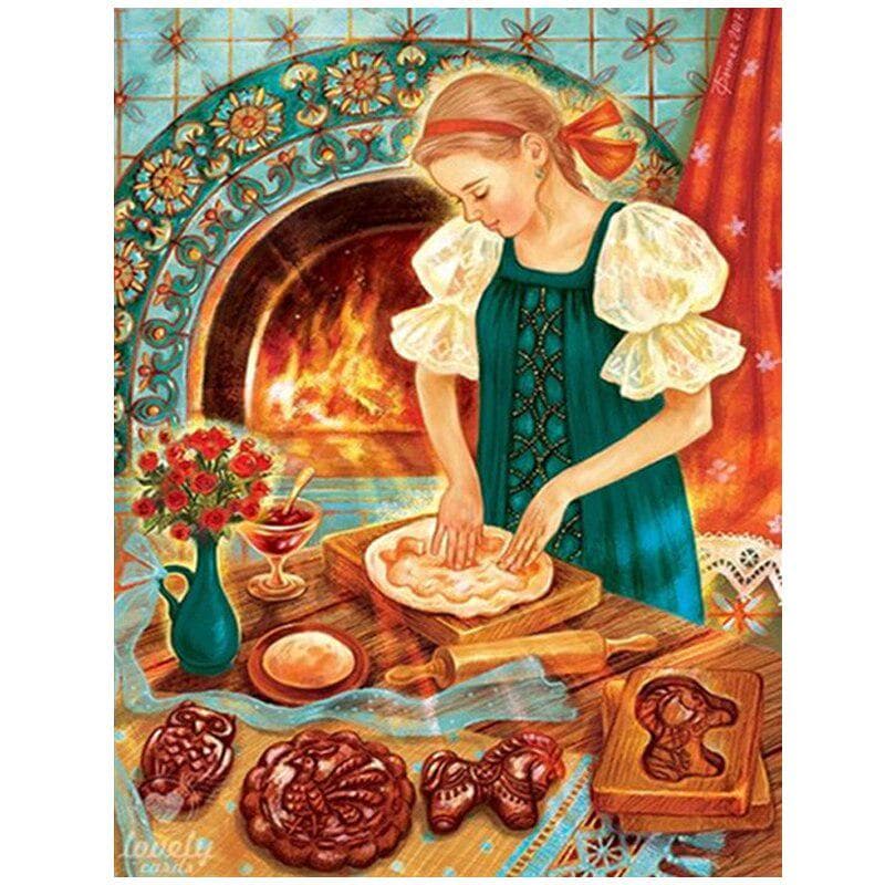 Housewife Christmas 5D Diy Diamond Painting Full Round Cross Stitch Diamond Embroidery 20X30CM