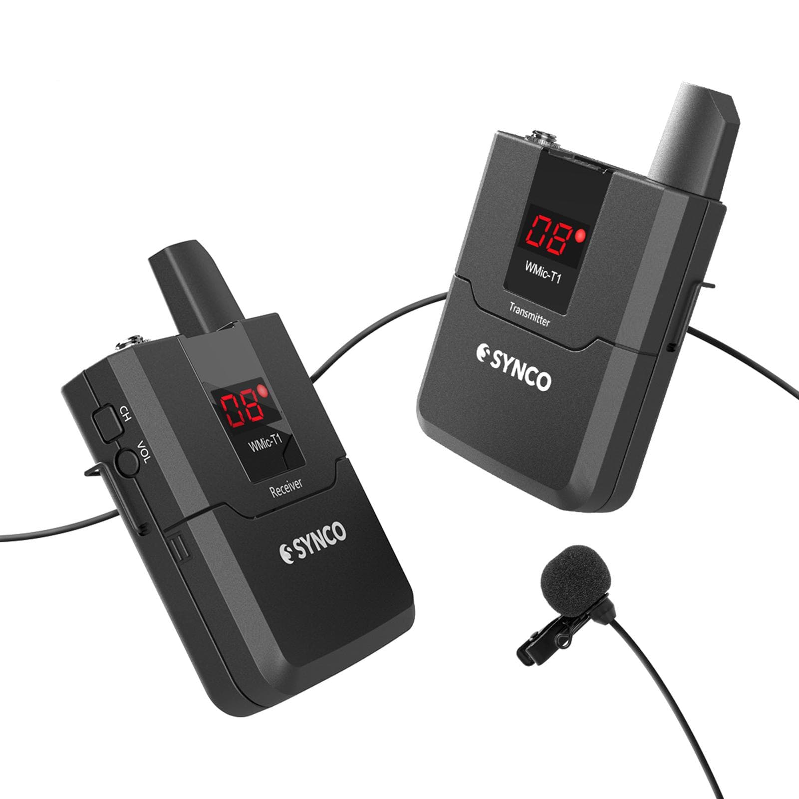 SYNCO WMic-T1 UHF Wireless Microphone System(1 Transmitter + 1 Receiver) 16 Channels 50M black