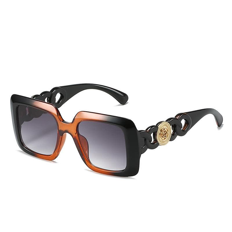 Square Sunglasses Women Men Retro Leopard Print Double Color Frame UV400 Protection Fashion Sun Glasses as picture