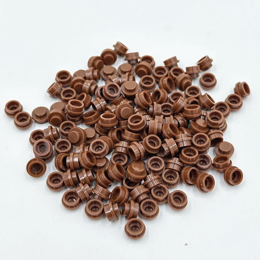 200pcs DIY Building Blocks 1x1 Round Plate Pixel Art Kit Brick Bulk Compatible 4073 Anime Figure Enlighten Gift for Children brown