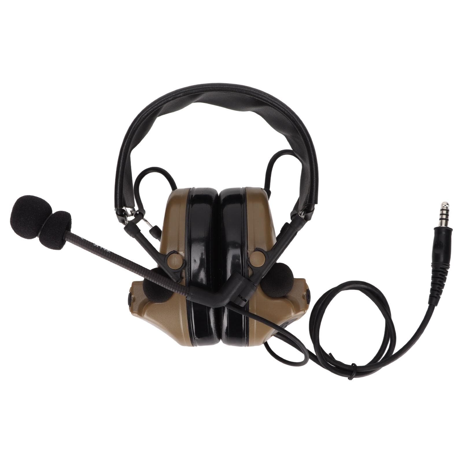 Military Headset 7.1mm Plug Hearing Protection Earmuffs with U94 PPT for Motorola GP88 GP‑300 gray
