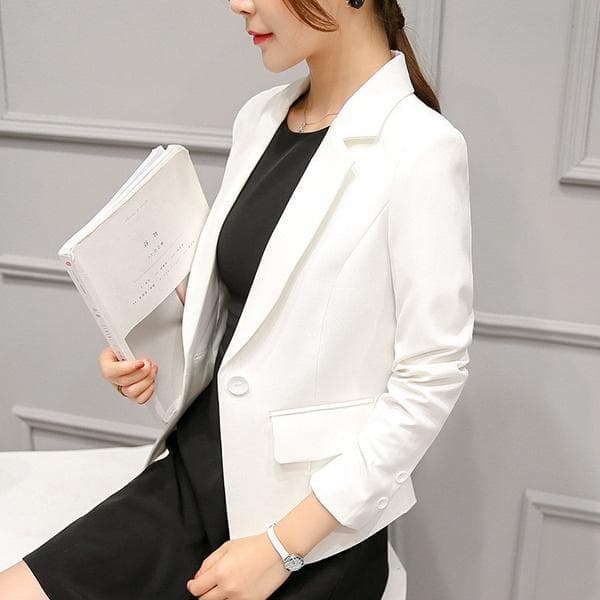 Womens Casual Fashion Slim Fit Business Basic Jacket Suit Lady Blazers Work Wear L white