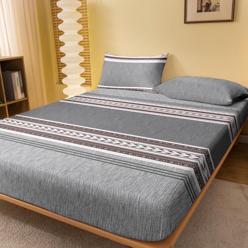 1 Simple Modern Geometry Printed Matte Fitted Sheet, Bedroom Printed Bed Cover, Bedding (Excluding Pillowcases) 71x132cm