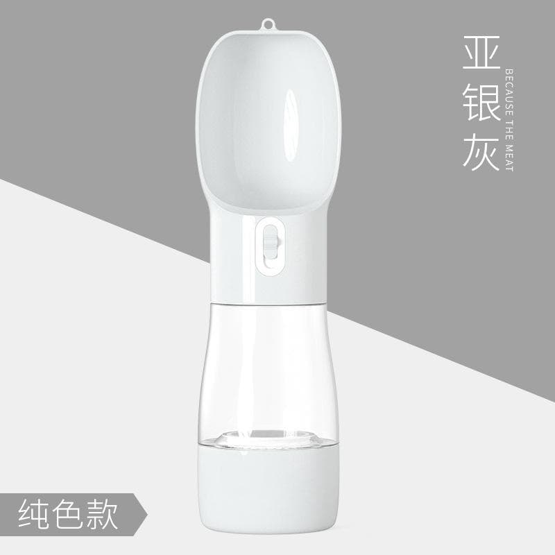Protable Dog Cat Water Bottle For Walking/Hiking/Travel, Pets Outdoor Drinking & Feeding Dispenser (Pink) grey
