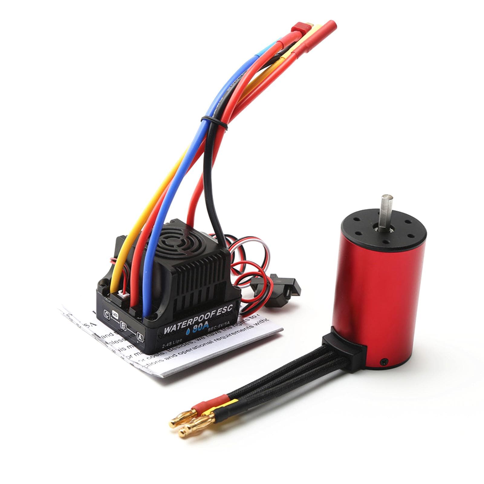 S3660 3100KV Brushless Motor Waterproof Motor 80A ESC Replacement for Traxxas WLtoys RC Car Tamiya 3800KV multicolour