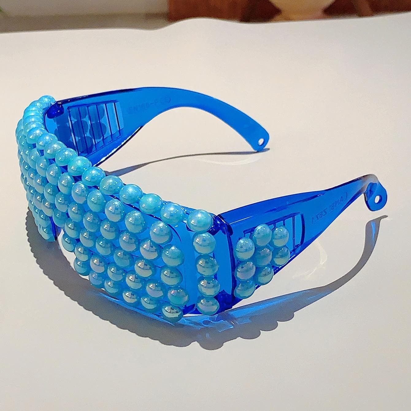Vintage Designer Oversized Square Pearl Sunglasses Luxury Punk Big Frame Rimless Party Eyewear For Women Men