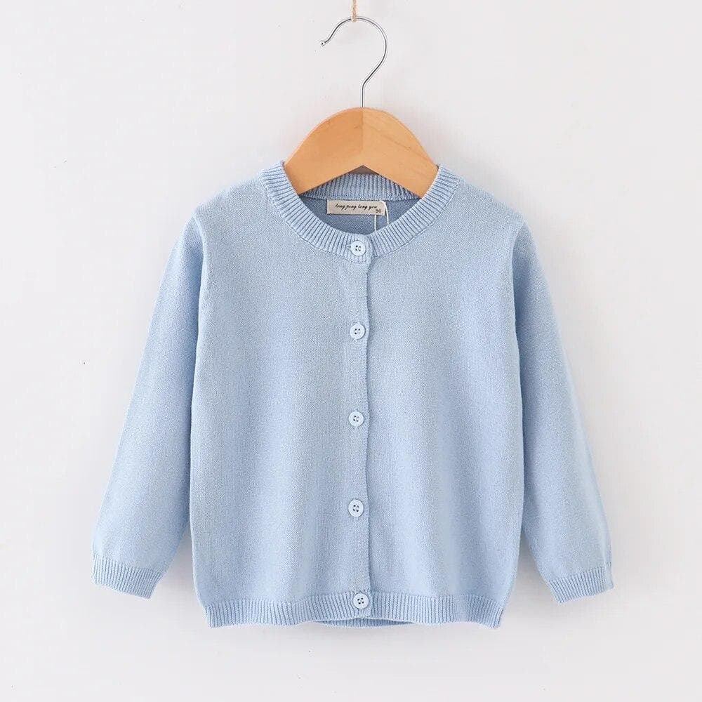 Kids Knitted Sweater Spring Autumn Thin Long Sleeve Baby Cardigan Boys Girls Casual All-match 2-10 Years Infants Child Outerwear 140cm light blue
