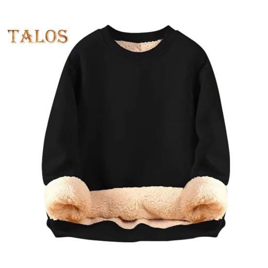 Men Winter Sweatshirt Fleece Lined Thermal Insulation O Neck Pure Color Plus Size with Elastic Cuffs Men Fall Winter Top XXXXL black