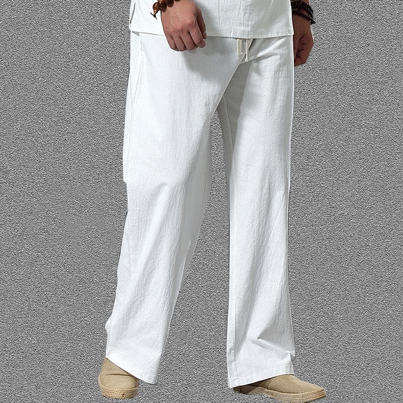Pants Large Size Summer Men's Cotton Tall Big Sizes Wide Leg Linen Pant Oversized Jogger Trousers Male Plus Size Loose Pants Men 9XL white