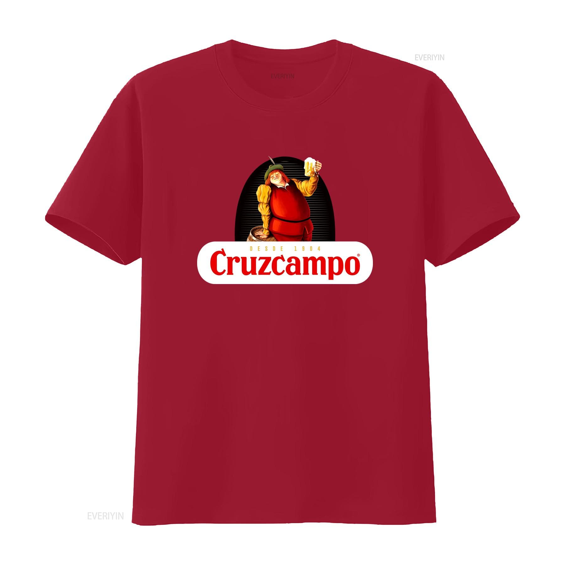 Cruzcampo Vintage Beer Lover T Shirt Classic Cotton for Perfect Christmas  vintage Washed Top For Everyday Wear homme Versatile S