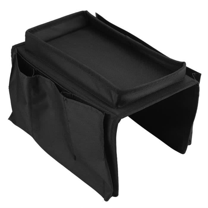 Organisateur d'accoudoir de canapé - Garosa - Noir - Tissu Oxford 600D - 3 sacs de rangement - Plateau inclus black