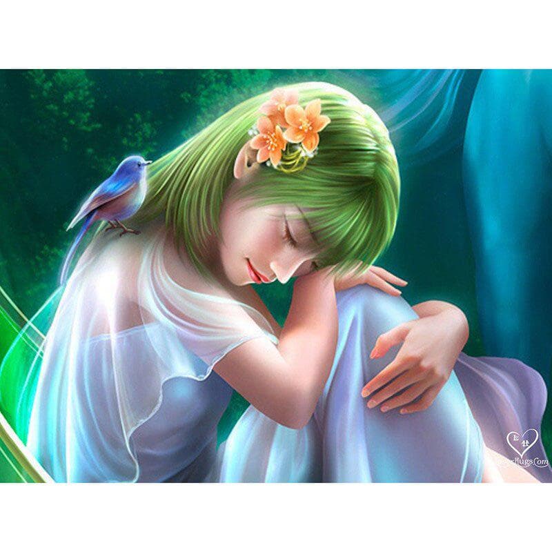 Full Round Drill Diamond Embroidery Pretty Girl 5D DIY Diamond Painting Cross Stitch Rhinestone 20X30CM
